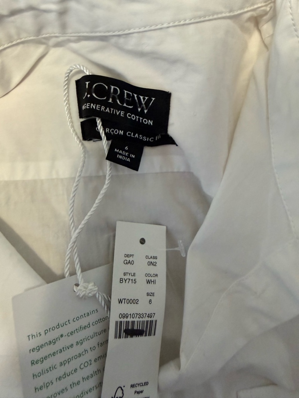 J. Crew Women’s Long Sleeve Garçon Poplin Button Down Blouse NWT 6 White - Picture 6 of 11